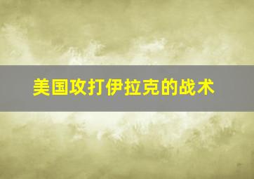 美国攻打伊拉克的战术