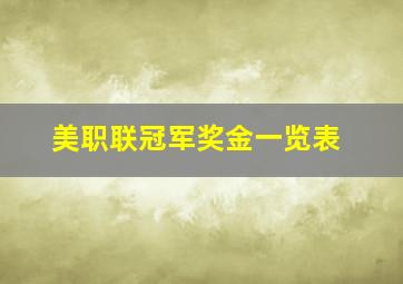 美职联冠军奖金一览表