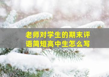 老师对学生的期末评语简短高中生怎么写