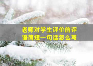 老师对学生评价的评语简短一句话怎么写