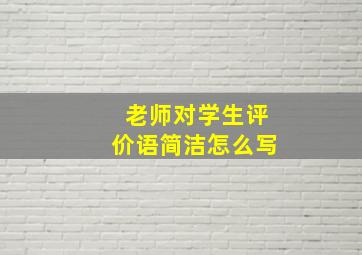 老师对学生评价语简洁怎么写