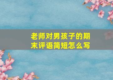 老师对男孩子的期末评语简短怎么写