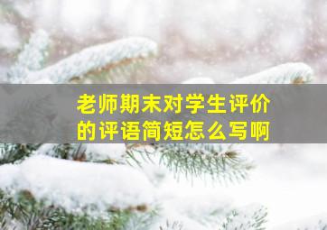 老师期末对学生评价的评语简短怎么写啊