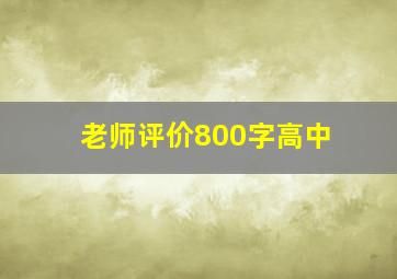 老师评价800字高中