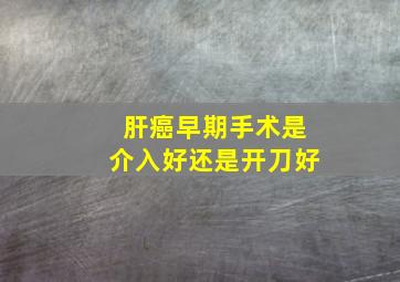 肝癌早期手术是介入好还是开刀好