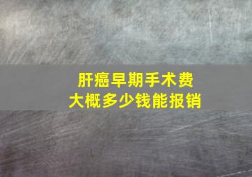 肝癌早期手术费大概多少钱能报销