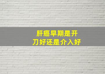 肝癌早期是开刀好还是介入好