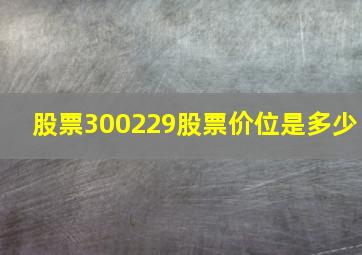 股票300229股票价位是多少