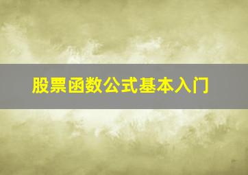 股票函数公式基本入门