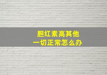 胆红素高其他一切正常怎么办