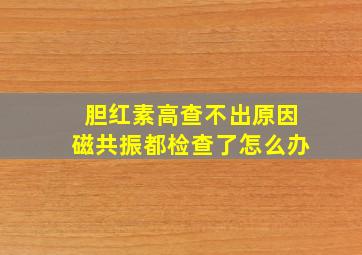 胆红素高查不出原因磁共振都检查了怎么办