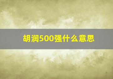 胡润500强什么意思