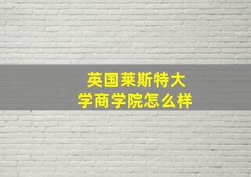 英国莱斯特大学商学院怎么样