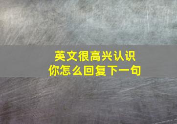 英文很高兴认识你怎么回复下一句