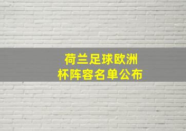 荷兰足球欧洲杯阵容名单公布