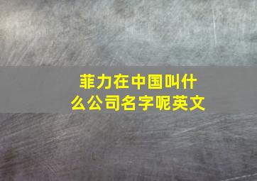 菲力在中国叫什么公司名字呢英文