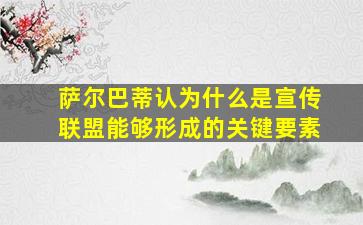 萨尔巴蒂认为什么是宣传联盟能够形成的关键要素