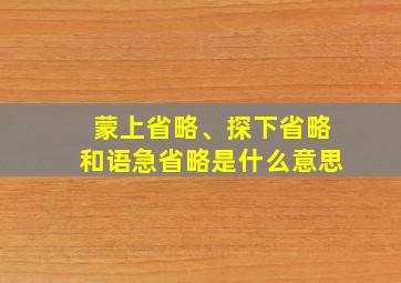 蒙上省略、探下省略和语急省略是什么意思