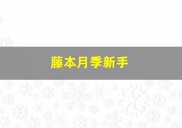 藤本月季新手