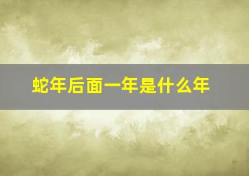 蛇年后面一年是什么年