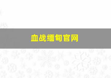 血战缅甸官网