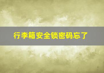 行李箱安全锁密码忘了