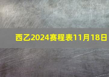 西乙2024赛程表11月18日