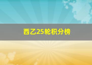 西乙25轮积分榜