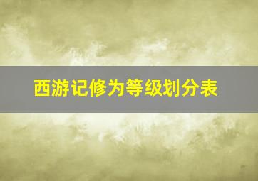 西游记修为等级划分表