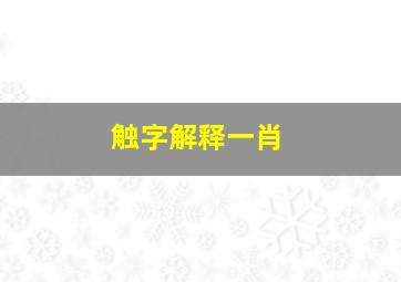 触字解释一肖