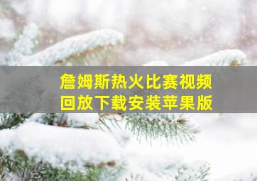 詹姆斯热火比赛视频回放下载安装苹果版