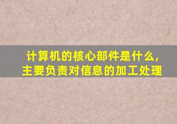 计算机的核心部件是什么,主要负责对信息的加工处理