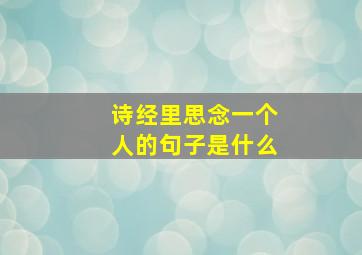 诗经里思念一个人的句子是什么