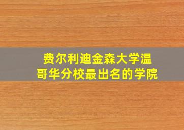 费尔利迪金森大学温哥华分校最出名的学院