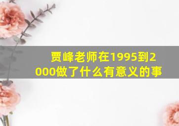 贾峰老师在1995到2000做了什么有意义的事