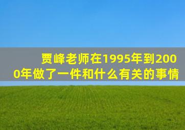 贾峰老师在1995年到2000年做了一件和什么有关的事情