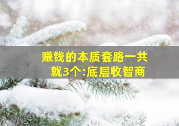 赚钱的本质套路一共就3个:底层收智商