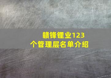 赣锋锂业123个管理层名单介绍