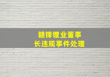 赣锋锂业董事长违规事件处理