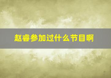 赵睿参加过什么节目啊