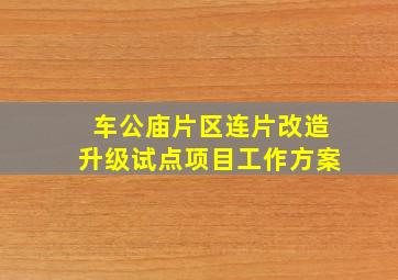 车公庙片区连片改造升级试点项目工作方案