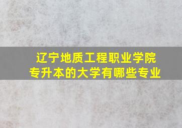 辽宁地质工程职业学院专升本的大学有哪些专业