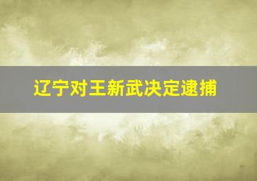 辽宁对王新武决定逮捕