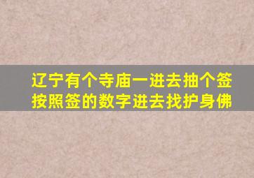 辽宁有个寺庙一进去抽个签按照签的数字进去找护身佛