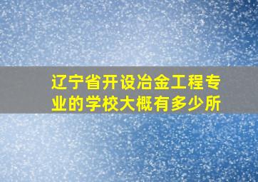 辽宁省开设冶金工程专业的学校大概有多少所