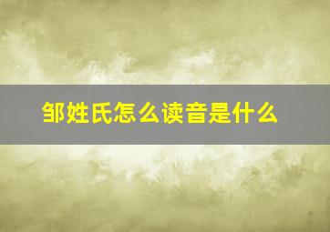 邹姓氏怎么读音是什么