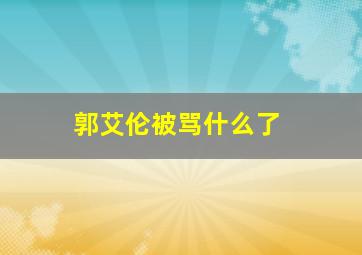 郭艾伦被骂什么了