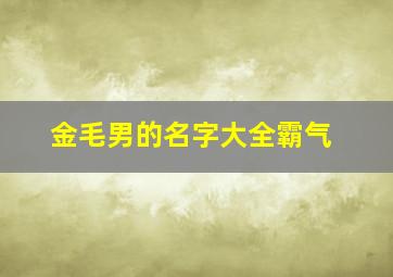 金毛男的名字大全霸气