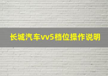 长城汽车vv5档位操作说明