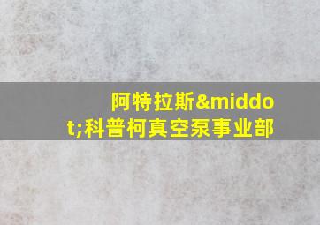 阿特拉斯·科普柯真空泵事业部